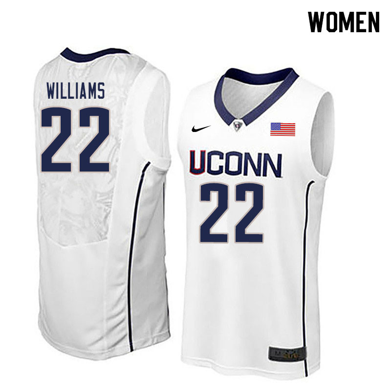 Women #22 Kwintin Williams Uconn Huskies College Basketball Jerseys Sale-White